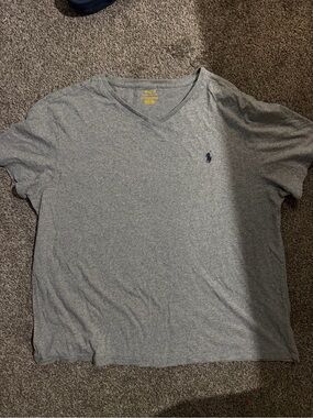 Polo by Ralph Lauren Gray V-Neck Short Sleeve Tee